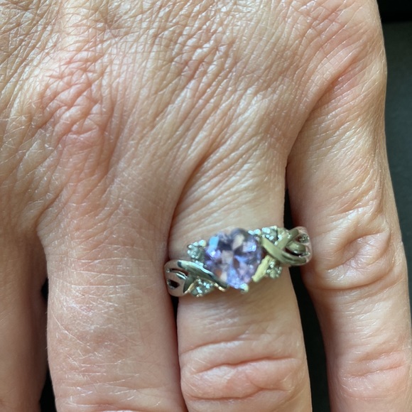 Sterling silver (925) Amethyst diamond ring - Picture 3 of 3